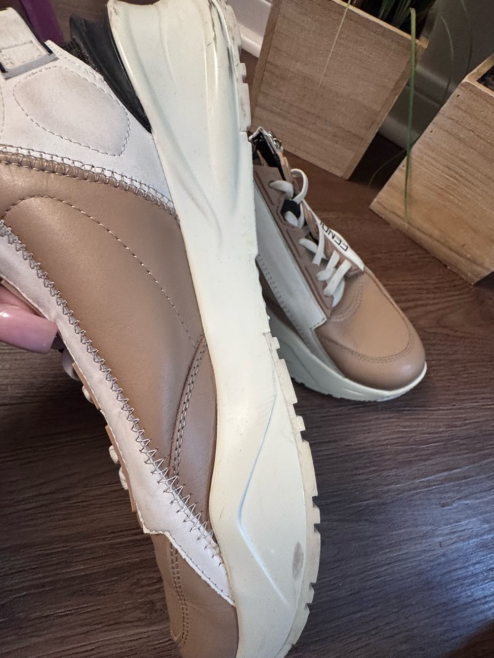 Authentic Fendi Women Beige, Brown and White FF Logo Runner - Picture 11 of 13